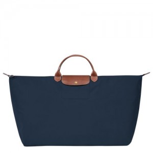 Bolsas de Viaje long champ Le Pliage Original M Recycled canvas Mujer Azul Marino | COTC8108