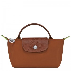 Bolso Pequeño long champ Le Pliage Green with handle Recycled canvas Mujer Cognac | COEB7954