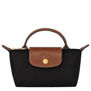 Bolso Pequeño long champ Le Pliage Original with handle Recycled canvas Mujer Negras | COUZ7950