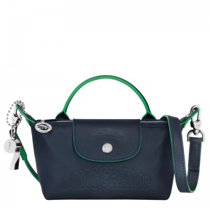 Bolso Pequeño long champ Le Pliage Xtra XS Leather Mujer Azul Marino | COHA7941