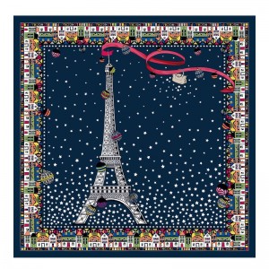 Bufandas long champ Tour Eiffel NoËl Silk 50 Mujer Azul Marino | CORV8265