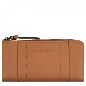 Carteras long champ 3D Zip around Leather Mujer Natural | COAH7811