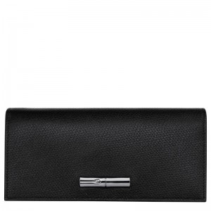 Carteras long champ Le Roseau Flap Leather Mujer Negras | COOK7861