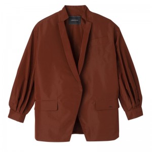 Chaquetas long champ Kimono Technical taffeta Mujer Chestnut | COMQ8555