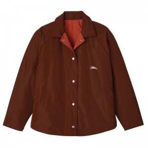 Chaquetas long champ Padded blouson Technical taffeta Mujer Chestnut / Tomato | COCT8550