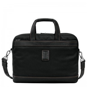 Maletín long champ Boxford L Recycled canvas Hombre Negras | COCT8767