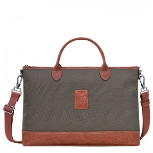 Maletín long champ Boxford S Recycled canvas Hombre Marrones | COJP8772