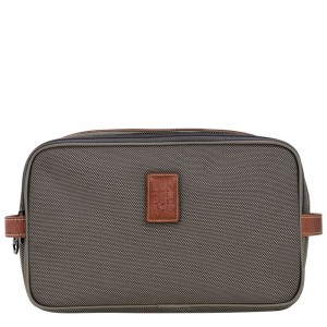 Neceser De Baño long champ Boxford Recycled canvas Mujer Marrones | COCT8195