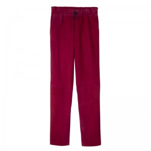 Pantalon long champ Leather straight Leather Mujer Beetroot | CONW8712