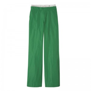 Pantalon long champ Straight with patch Technical taffeta Mujer Verde | CODF8697