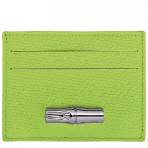 Porta Tarjeta long champ Le Roseau Leather Mujer Verde Verde Menta | COKO7922