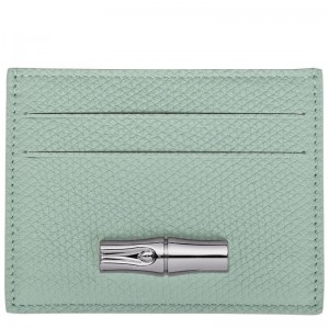 Porta Tarjeta long champ Le Roseau Leather Mujer Celadon | COLI7923