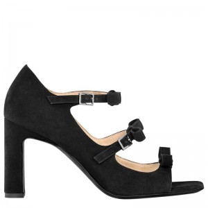 Tacones long champ Leather Mujer Negras | COJP8753