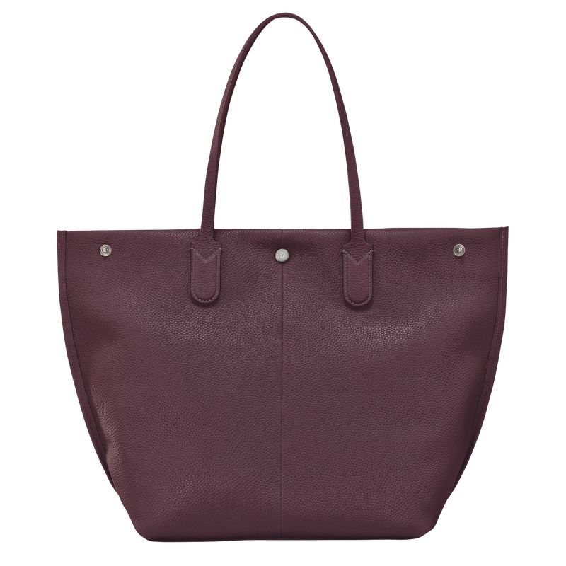 Bolsa De Hombro long champ Essential L Tote Leather Mujer Eggplant | COUZ7547