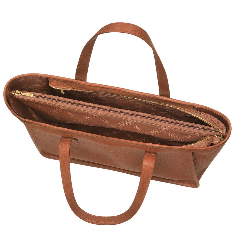 Bolsa De Hombro long champ Le FoulonnÉ L Tote Leather Mujer Caramel | COQM7540