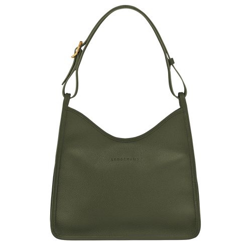 Bolsa De Hombro long champ Le FoulonnÉ M Hobo Leather Mujer Kaki | CONW7620