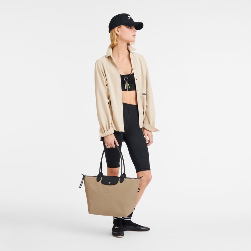 Bolsa De Hombro long champ Le Pliage Energy L Tote Recycled canvas Mujer Clay | COZU7508