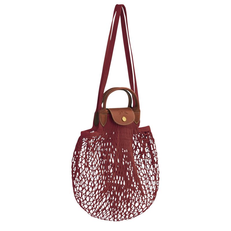 Bolsa De Hombro long champ Le Pliage Filet L Mesh Canvas Mujer Mahogany | CONW7513