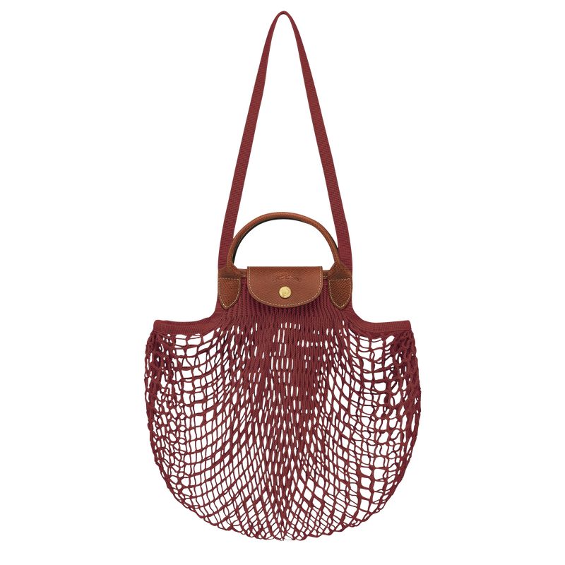 Bolsa De Hombro long champ Le Pliage Filet L Mesh Canvas Mujer Mahogany | CONW7513