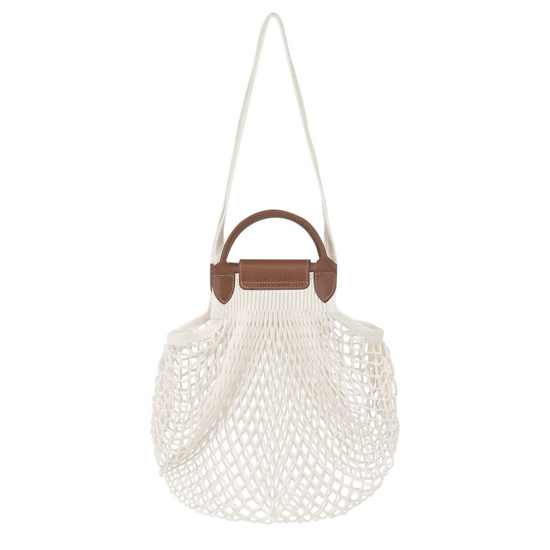 Bolsa De Hombro long champ Le Pliage Filet L Mesh Canvas Mujer Ecru | COMQ7515