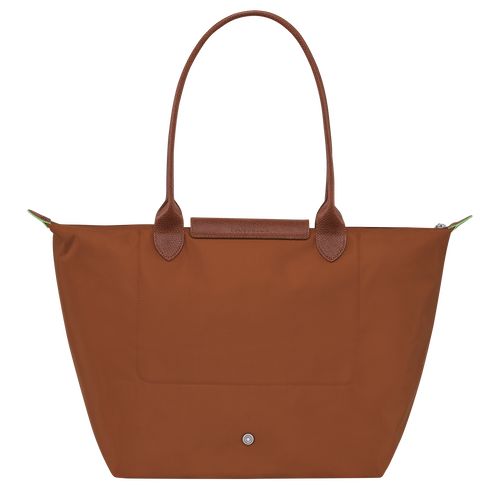 Bolsa De Hombro long champ Le Pliage Green L Tote Recycled canvas Mujer Cognac | COEB7590