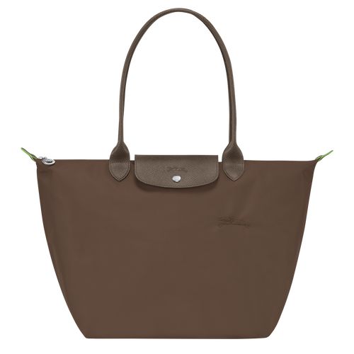 Bolsa De Hombro long champ Le Pliage Green L Tote Recycled canvas Mujer Terra | COWN7591