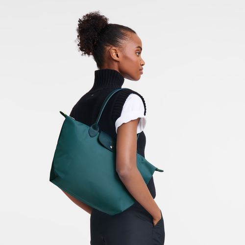 Bolsa De Hombro long champ Le Pliage Green M Tote Recycled canvas Mujer Verde Menta | COUZ7599