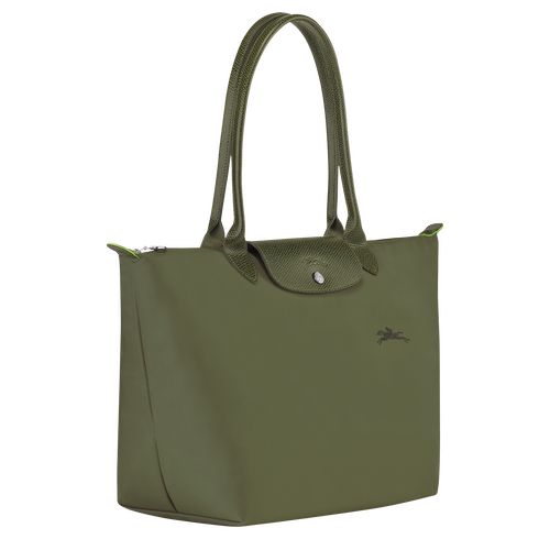 Bolsa De Hombro long champ Le Pliage Green L Tote Recycled canvas Mujer Forest | COBE7616