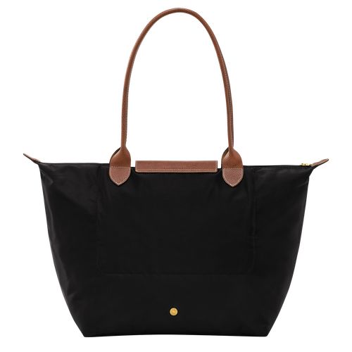 Bolsa De Hombro long champ Le Pliage Original L Tote Recycled canvas Mujer Negras | COIL7600