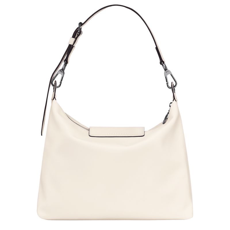 Bolsa De Hombro long champ Le Pliage Xtra M Hobo Leather Mujer Ecru | COLI7522