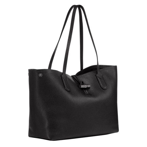 Bolsa De Hombro long champ Le Roseau Essential L Tote Leather Mujer Negras | COIL7585