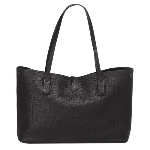 Bolsa De Hombro long champ Le Roseau Essential L Tote Leather Mujer Negras | COIL7585