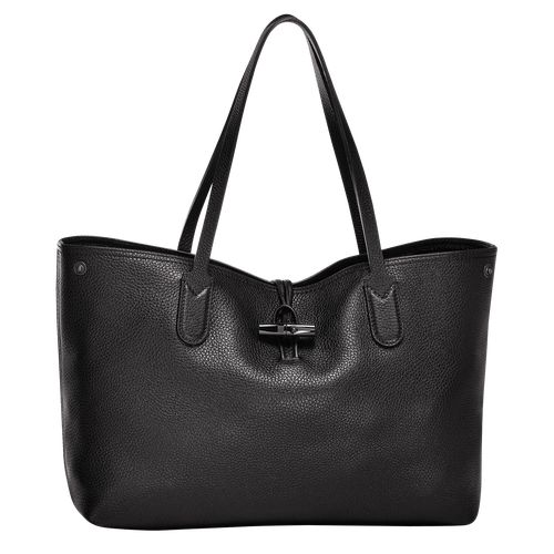 Bolsa De Hombro long champ Le Roseau Essential L Tote Leather Mujer Negras | COIL7585