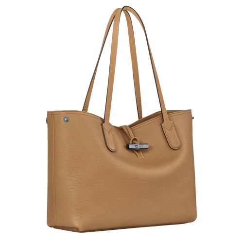 Bolsa De Hombro long champ Le Roseau Essential L Tote Leather Mujer Fawn | COUZ7586