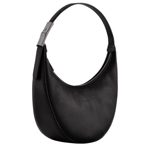 Bolsa De Hombro long champ Le Roseau Essential M Hobo Leather Mujer Negras | COVR7622