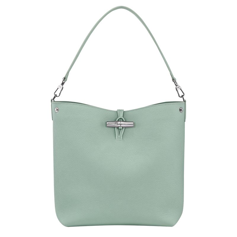 Bolsa De Hombro long champ Le Roseau M Shoulder Leather Mujer Celadon | COGS7555