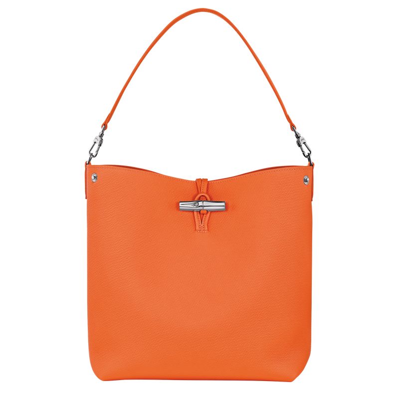 Bolsa De Hombro long champ Le Roseau M Shoulder Leather Mujer Naranjas | COJP7557