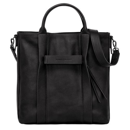 Bolsa de Mano long champ 3D L Tote Leather Hombre Negras | COYX8950