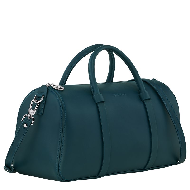 Bolsa de Mano long champ Daylong L Leather Mujer Azules | COJP7264