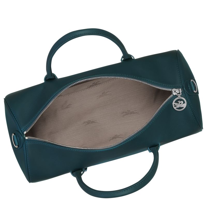 Bolsa de Mano long champ Daylong L Leather Mujer Azules | COJP7264