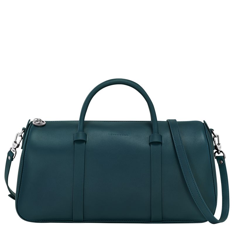 Bolsa de Mano long champ Daylong L Leather Mujer Azules | COJP7264