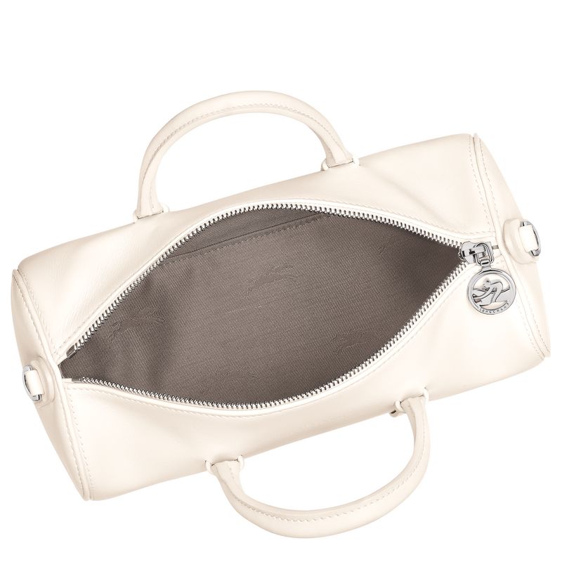 Bolsa de Mano long champ Daylong M Leather Mujer Ecru | COSG7269