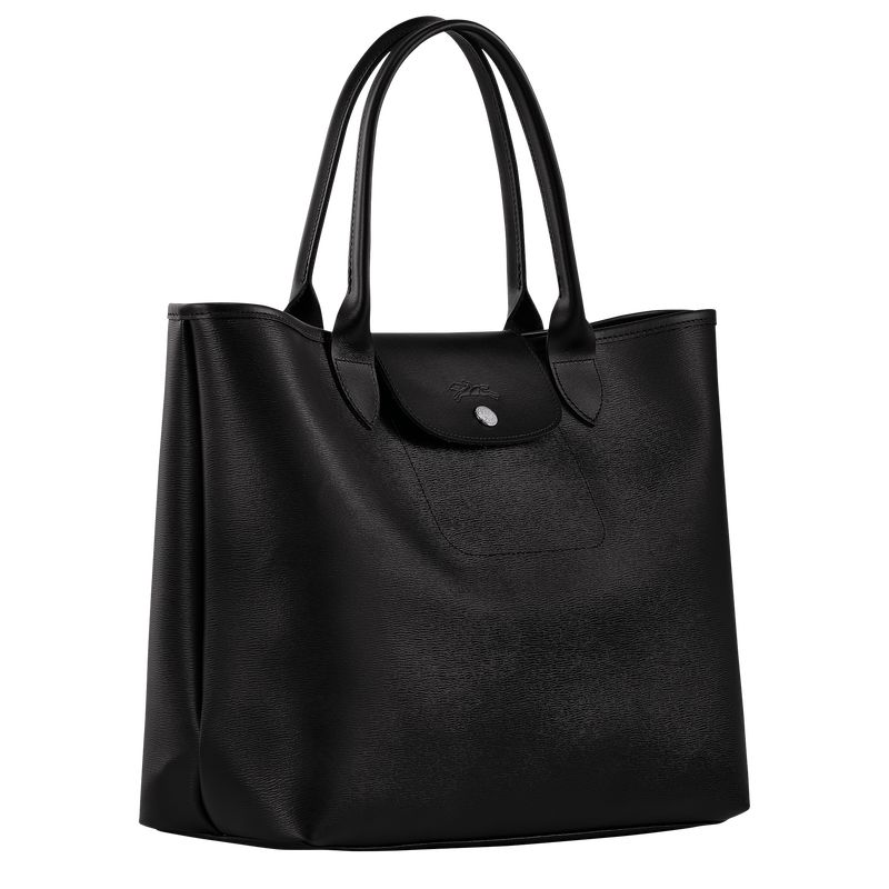 Bolsa de Mano long champ Le Pliage City L Tote Canvas Mujer Negras | COBE7153