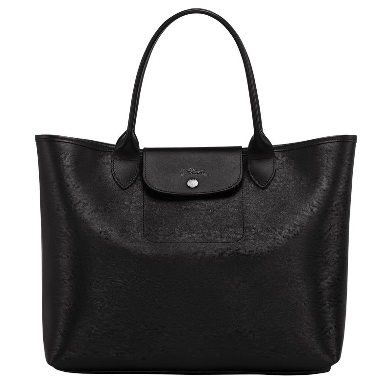 Bolsa de Mano long champ Le Pliage City L Tote Canvas Mujer Negras | COBE7153