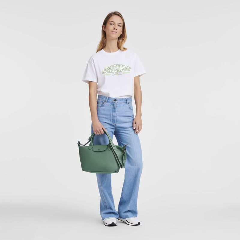 Bolsa de Mano long champ Le Pliage Xtra S Leather Mujer Sage | COAH7187