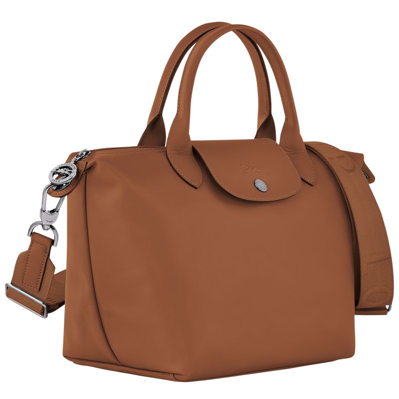 Bolsa de Mano long champ Le Pliage Xtra S Leather Mujer Cognac | CODF7189