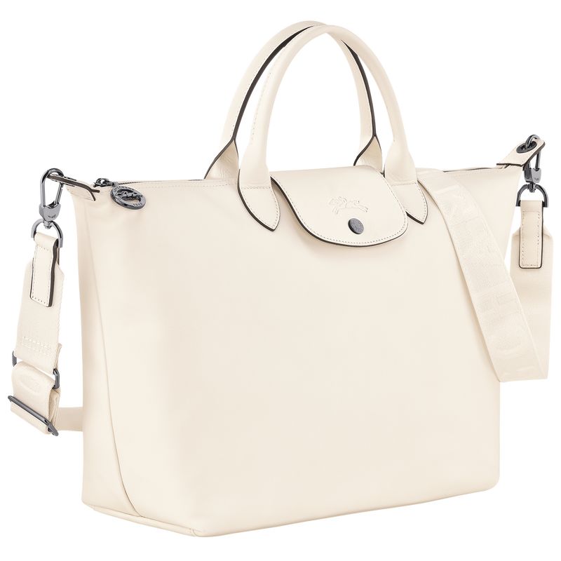 Bolsa de Mano long champ Le Pliage Xtra L Leather Hombre Ecru | COLI8926