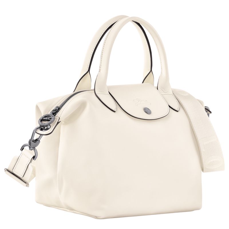 Bolsa de Mano long champ Le Pliage Xtra S Leather Mujer Ecru | COHA7192