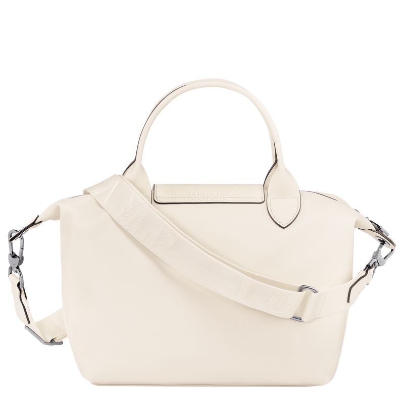 Bolsa de Mano long champ Le Pliage Xtra S Leather Mujer Ecru | COHA7192