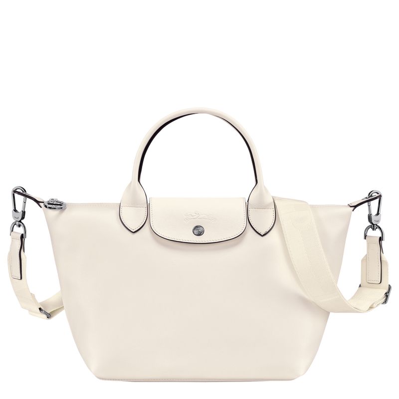 Bolsa de Mano long champ Le Pliage Xtra S Leather Mujer Ecru | COHA7192